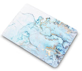 KECC Macbook Case with Cut Out Logo + Keyboard Cover Package | Blue Gold Marble