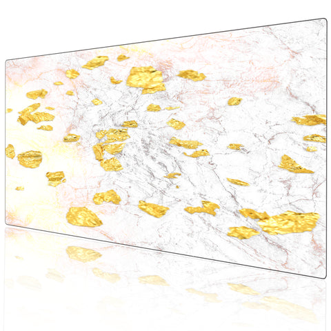 KECC Desk Pad, Office Desk Mat,PU Leather Desk Blotter, Laptop Desk Mat, Waterproof Desk Writing Pad for Office and Home Decor, Thick Gaming Mouse Pad (Gold Foil Marble)