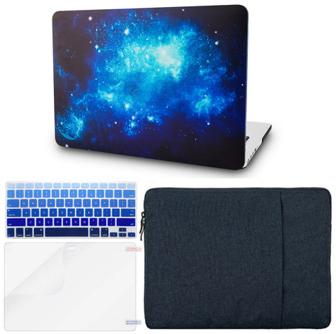 KECC Macbook Case with Cut Out Logo + Keyboard Cover, Screen Protector and Sleeve Package | Galaxy Space Collection - Blue 2