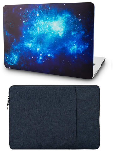 KECC Macbook Case with Cut Out Logo + Sleeve Package | Galaxy Space Collection - Blue 2