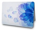 KECC Macbook Case with Cut Out Logo + Keyboard Cover and Sleeve Package | Floral Collection - Blue Flower