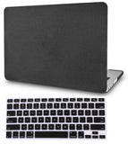 KECC Macbook Case with Cut Out Logo + Keyboard Cover Package | Color Collection - Black Fabric