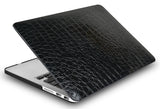 KECC Macbook Case with Cut Out Logo + Keyboard Cover Package |   Black Crocodile Leather