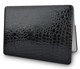 KECC Macbook Case with Cut Out Logo + Keyboard Cover Package |   Black Crocodile Leather