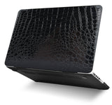 KECC Macbook Case with Cut Out Logo + Keyboard Cover Package |   Black Crocodile Leather