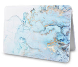 KECC Macbook Case with Cut Out Logo + Keyboard Cover Package | Blue Gold Marble