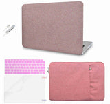 KECC Macbook Case with Cut Out Logo + Keyboard Cover, Screen Protector and Sleeve and USB | Baby pink sparkling