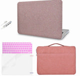 KECC Macbook Case with Cut Out Logo + Keyboard Cover, Screen Protector and Sleeve Sleeve Bag and USB | Baby pink sparkling