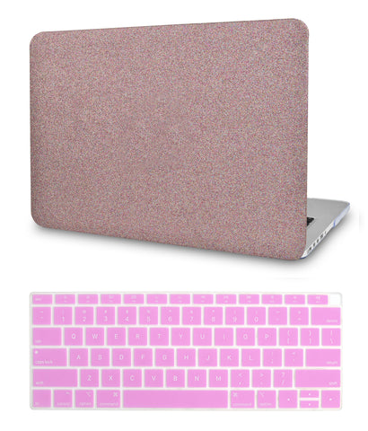 KECC Macbook Case with Cut Out Logo + Keyboard Cover Package | Baby pink sparkling