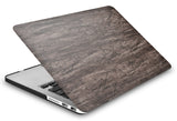 KECC Macbook Case with Cut Out Logo + Keyboard Cover and Screen Protector Package | Leather Collection - Brown Wood Leather