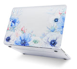 KECC Macbook Case with Cut Out Logo + Keyboard Cover Package | Color Collection -Blue and White Poppy with Keyboard Cover