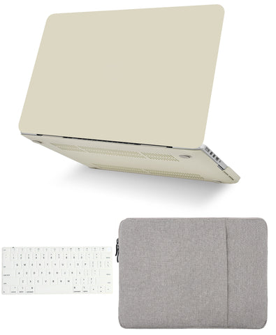 KECC Macbook Case with Cut Out Logo + Keyboard Cover and Sleeve Package | Cream