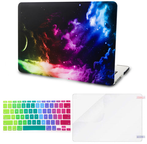 KECC Macbook Case with Cut Out Logo + Keyboard Cover and Screen Protector Package | Galaxy Space Collection - Color Space