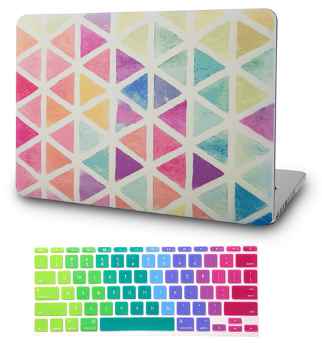 KECC Macbook Case with Cut Out Logo + Keyboard Cover Package | Color Collection - Color Triangles