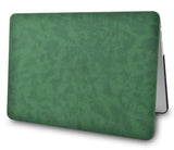 KECC Macbook Case with Cut Out Logo + Keyboard Cover Package | Dark Green Leather