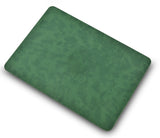 KECC Macbook Case with Cut Out Logo + Keyboard Cover Package | Dark Green Leather