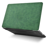 KECC Macbook Case with Cut Out Logo + Keyboard Cover Package | Dark Green Leather