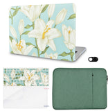 KECC Macbook Case with Cut Out Logo + Keyboard Cover, Screen Protector and Sleeve Sleeve Bag and Webcam Cover|Flower 11