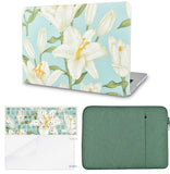 KECC Macbook Case with Cut Out Logo + Keyboard Cover, Screen Protector and Sleeve Package | Flower 11