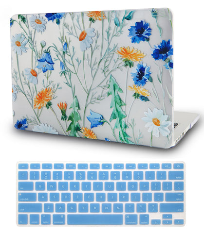 KECC Macbook Case with Cut Out Logo + Keyboard Cover Package |  Floral Pattern