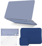 KECC Macbook Case with Cut Out Logo + Keyboard Cover + Slim Sleeve + Screen Protector + Pouch |Lavender Grey