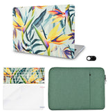KECC Macbook Case with Cut Out Logo + Keyboard Cover, Screen Protector and Sleeve Sleeve Bag and Webcam Cover|Leaf - Colorful 3