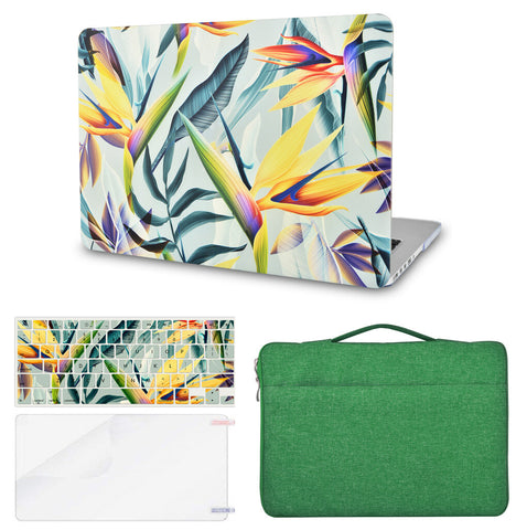 KECC Macbook Case with Cut Out Logo + Keyboard Cover, Screen Protector and Sleeve Bag |Leaf - Colorful 3