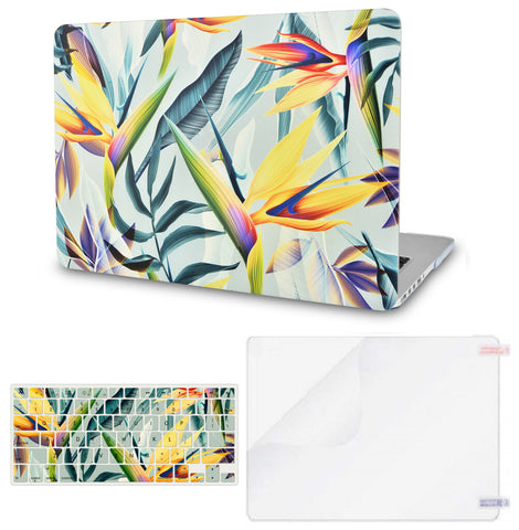 KECC Macbook Case with Cut Out Logo + Keyboard Cover and Screen Protector Package |Leaf - Colorful 3