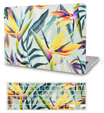KECC Macbook Case with Cut Out Logo + Keyboard Cover Package | Oil Painting Collection - Leaf - Colorful 3