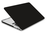 KECC Macbook Case with Cut Out Logo + Keyboard Cover, Screen Protector and Sleeve Package | Color Collection - Matte Black