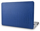 KECC Macbook Case with Cut Out Logo | Matte Blue Crocodile Leather