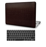 KECC Macbook Case with Cut Out Logo + Keyboard Cover Package | Matte Brown Crocodile Leather