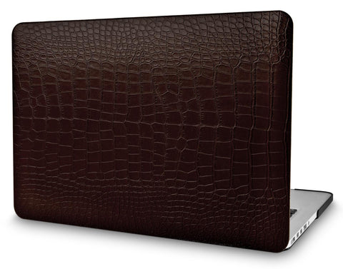 KECC Macbook Case with Cut Out Logo | Matte Brown Crocodile Leather
