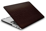 KECC Macbook Case with Cut Out Logo + Keyboard Cover, Screen Protector and Sleeve Sleeve Bag | Leather Collection-Matte Brown Crocodile Leather