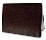 KECC Macbook Case with Cut Out Logo + Keyboard Cover and Sleeve Package | Matte Brown Crocodile Leather
