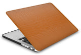 KECC Macbook Case with Cut Out Logo + Keyboard Cover and Sleeve Package |  Matte Chestnut Crocodile Leather