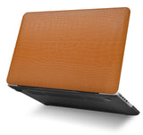 KECC Macbook Case with Cut Out Logo | Matte Chestnut Crocodile Leather