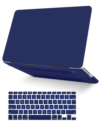 KECC Macbook Case with Cut Out Logo + Keyboard Cover Package | Color Collection - Matte Navy