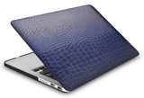 KECC Macbook Case with Cut Out Logo + Keyboard Cover and Screen Protector Package | Leather Collection - Matte Navy Crocodile Leather