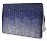 KECC Macbook Case with Cut Out Logo + Keyboard Cover Package | Matte Navy Crocodile Leather