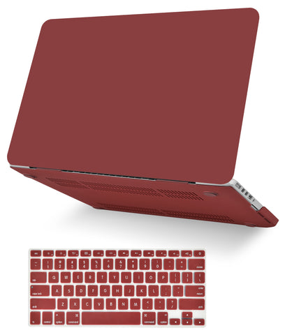 KECC Macbook Case with Cut Out Logo + Keyboard Cover Package | Color Collection -Matte Wine Red