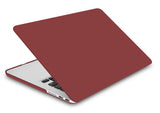KECC Macbook Case with Cut Out Logo + Keyboard Cover, Screen Protector and Sleeve Package | Color Collection - Matte Wine Red