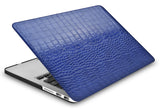 KECC Macbook Case with Cut Out Logo + Keyboard Cover Package |  Navy Crocodile Leather