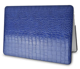 KECC Macbook Case with Cut Out Logo + Keyboard Cover Package |  Navy Crocodile Leather