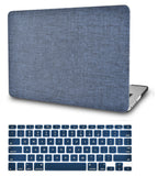 KECC Macbook Case with Cut Out Logo + Keyboard Cover Package | Color Collection - Navy Fabric