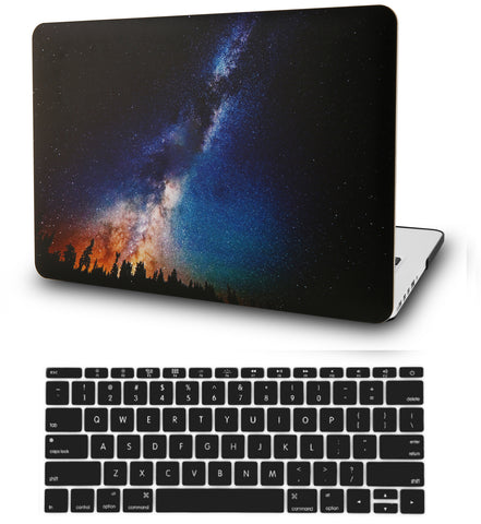 KECC Macbook Case with Cut Out Logo + Keyboard Cover Package | Night Sky