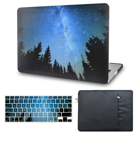 KECC Macbook Case with Cut Out Logo + Keyboard Cover and Sleeve Package | Night Sky 3