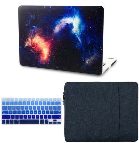 KECC Macbook Case with Cut Out Logo + Keyboard Cover and Sleeve Package | Galaxy Space Collection - Nebula