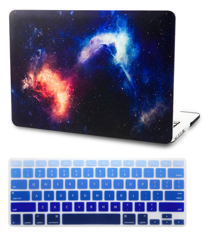 KECC Macbook Case with Cut Out Logo + Keyboard Cover Package | Galaxy Space Collection - Nebula