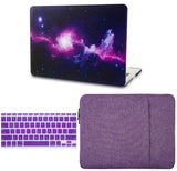 KECC Macbook Case with Cut Out Logo + Keyboard Cover and Sleeve Package | Galaxy Space Collection - Purple